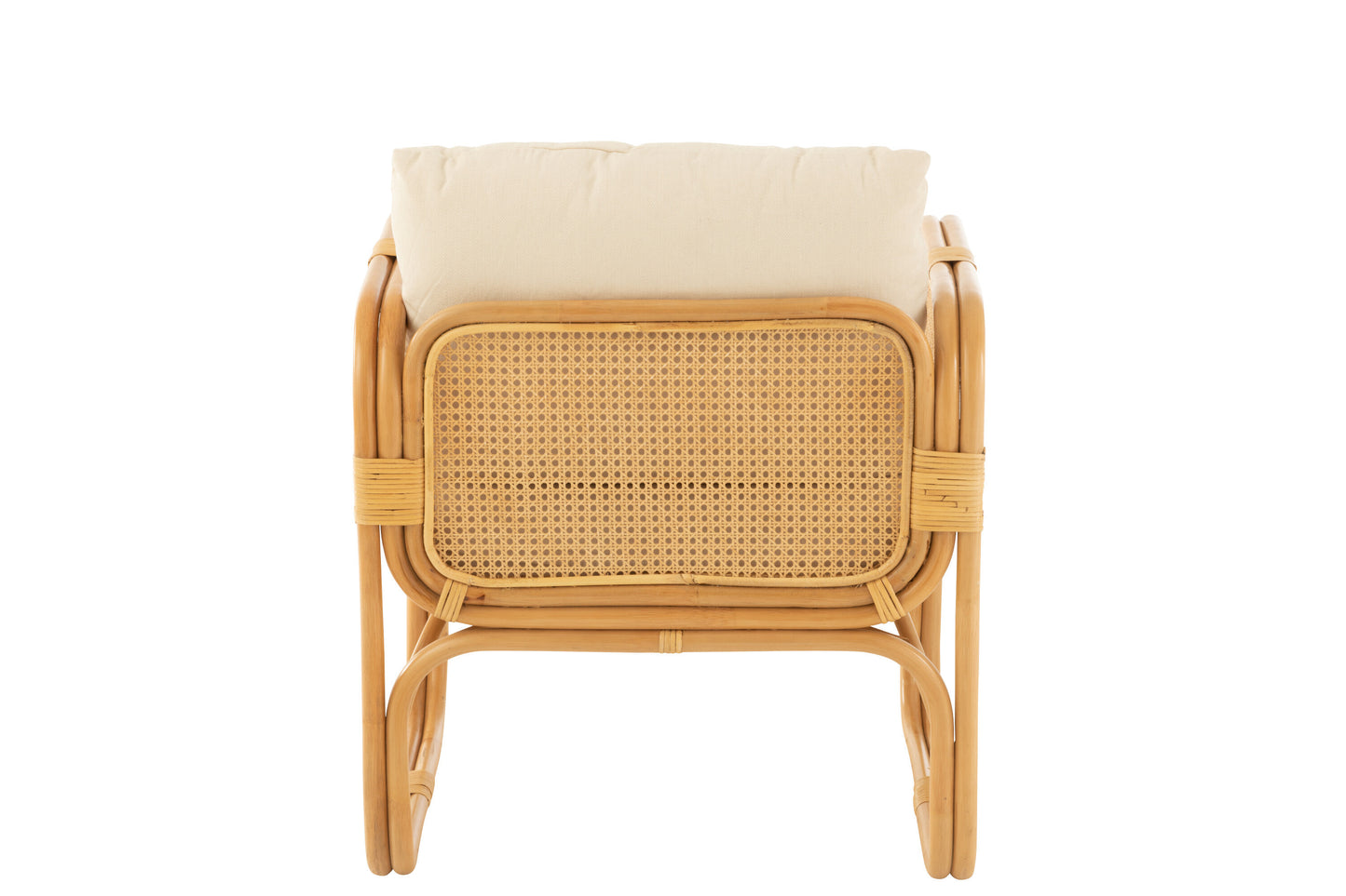 Fauteuil + Kussen Rotan/Textiel Naturel/Wit