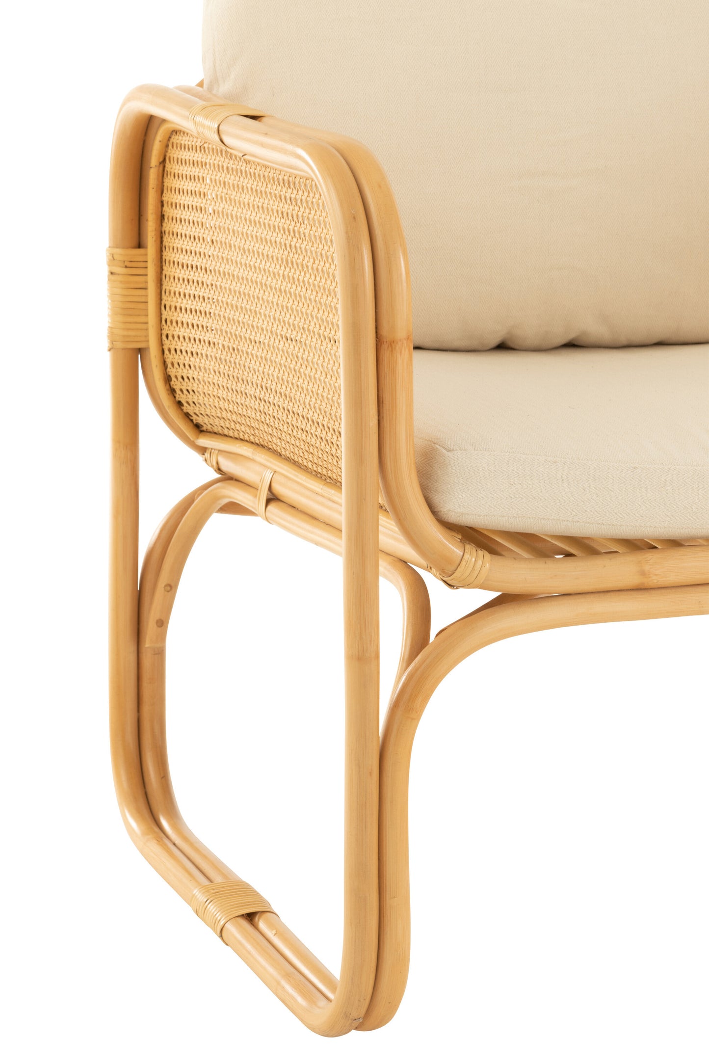 Fauteuil + Kussen Rotan/Textiel Naturel/Wit