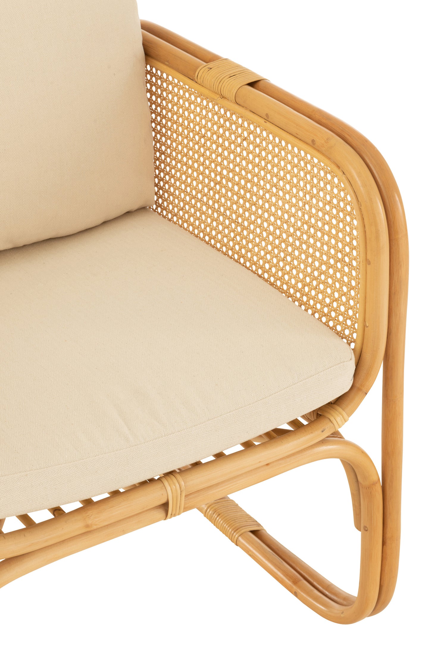 Fauteuil + Kussen Rotan/Textiel Naturel/Wit