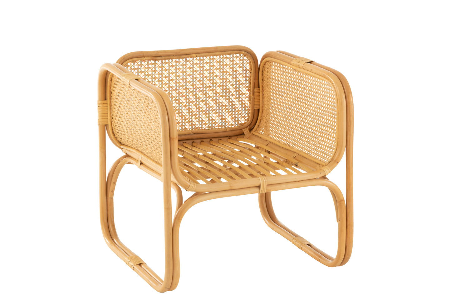 Fauteuil + Kussen Rotan/Textiel Naturel/Wit