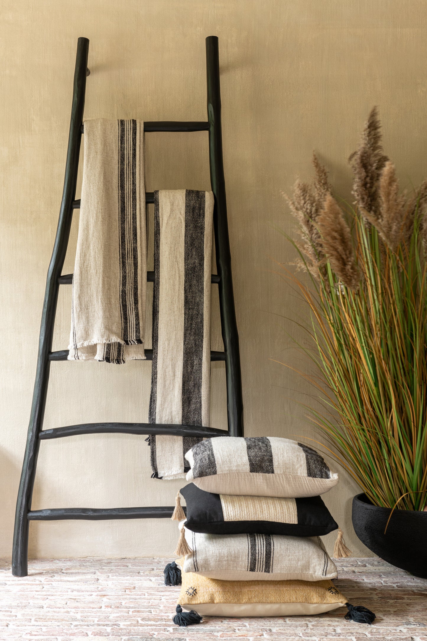 Ladder 6 Treden Teakhout Zwart