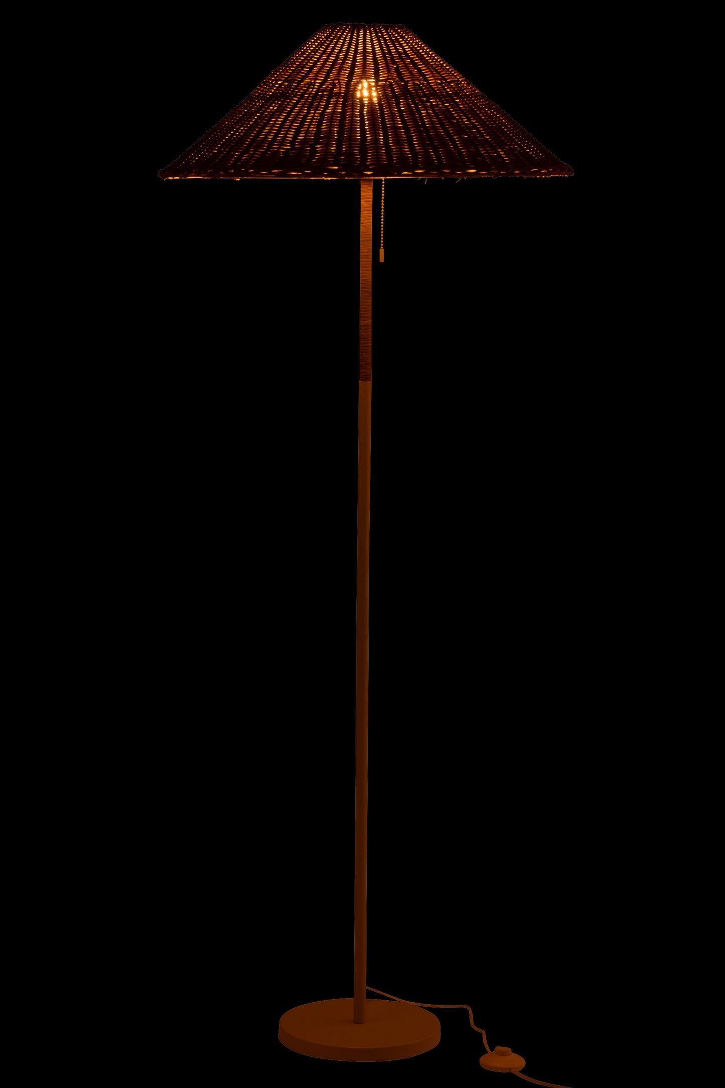 Vloerlamp Metaal/Riet Wit/Naturel