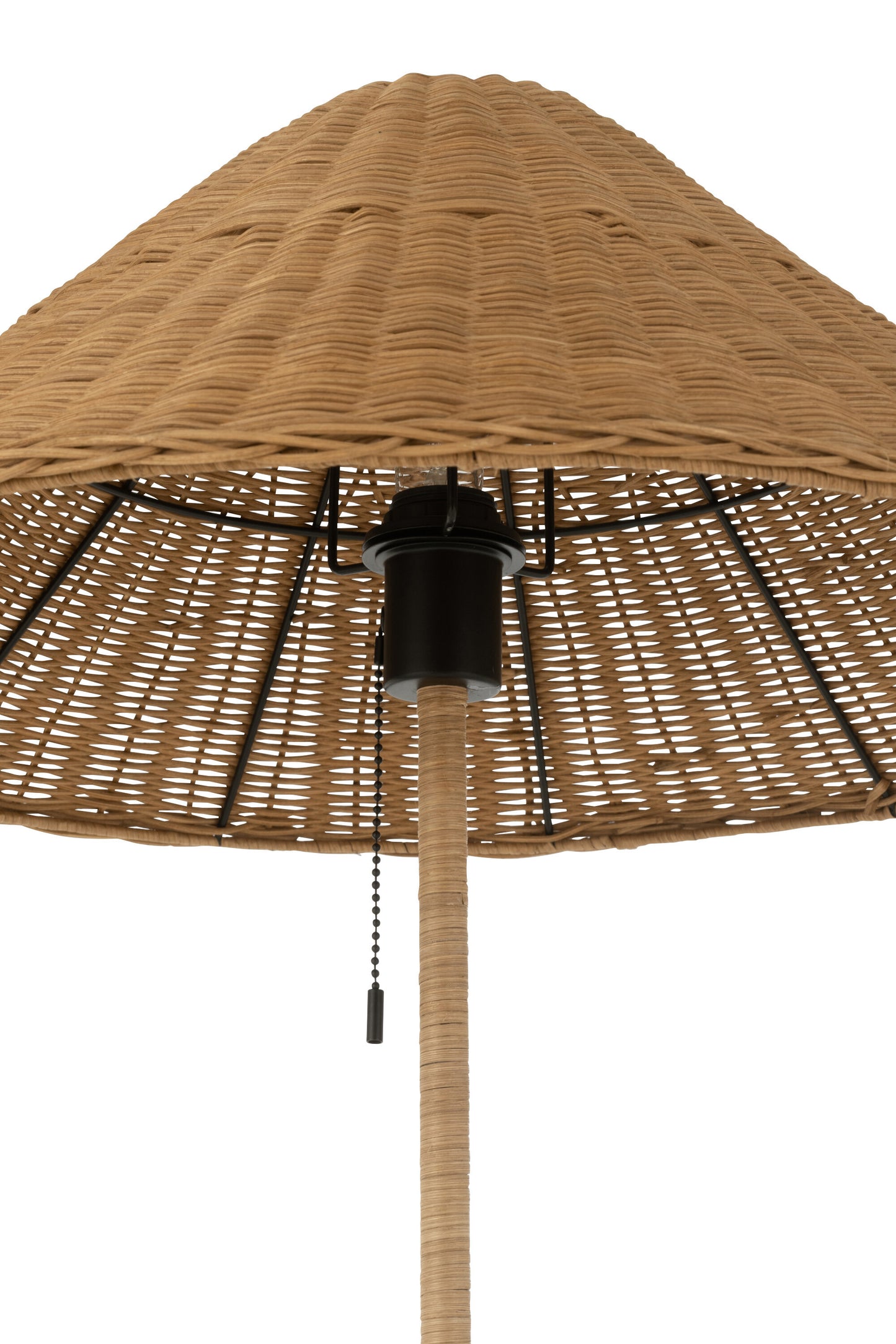 Vloerlamp Metaal/Riet Zwart/Naturel