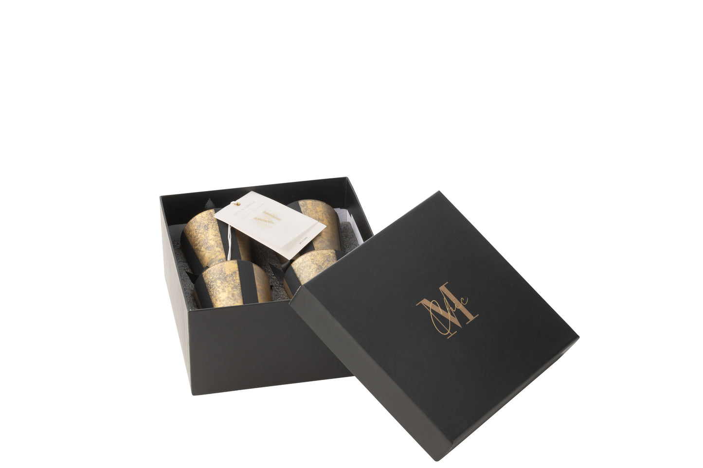 Doos met 4 geurende kaarsen M-Chic Glas Goud/Zwart-20H