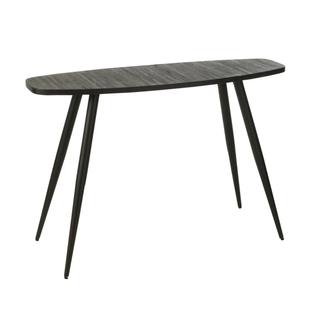 Consoletafel Ovaal Recycle Teak Zwart