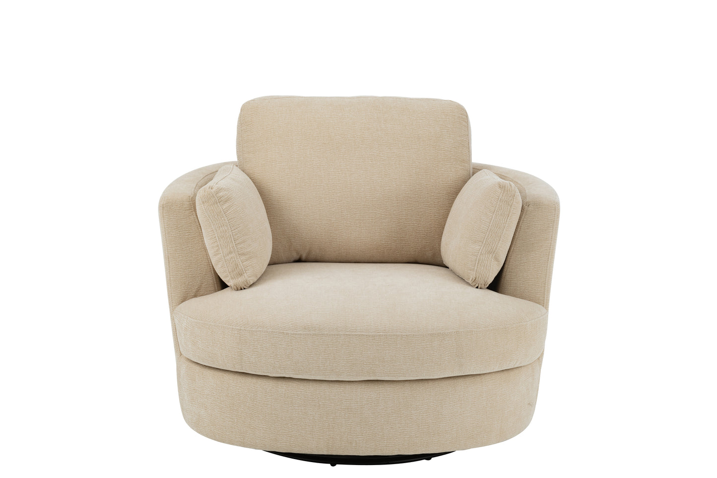 Lounge stoel draaibaar populierenhout/schuim beige