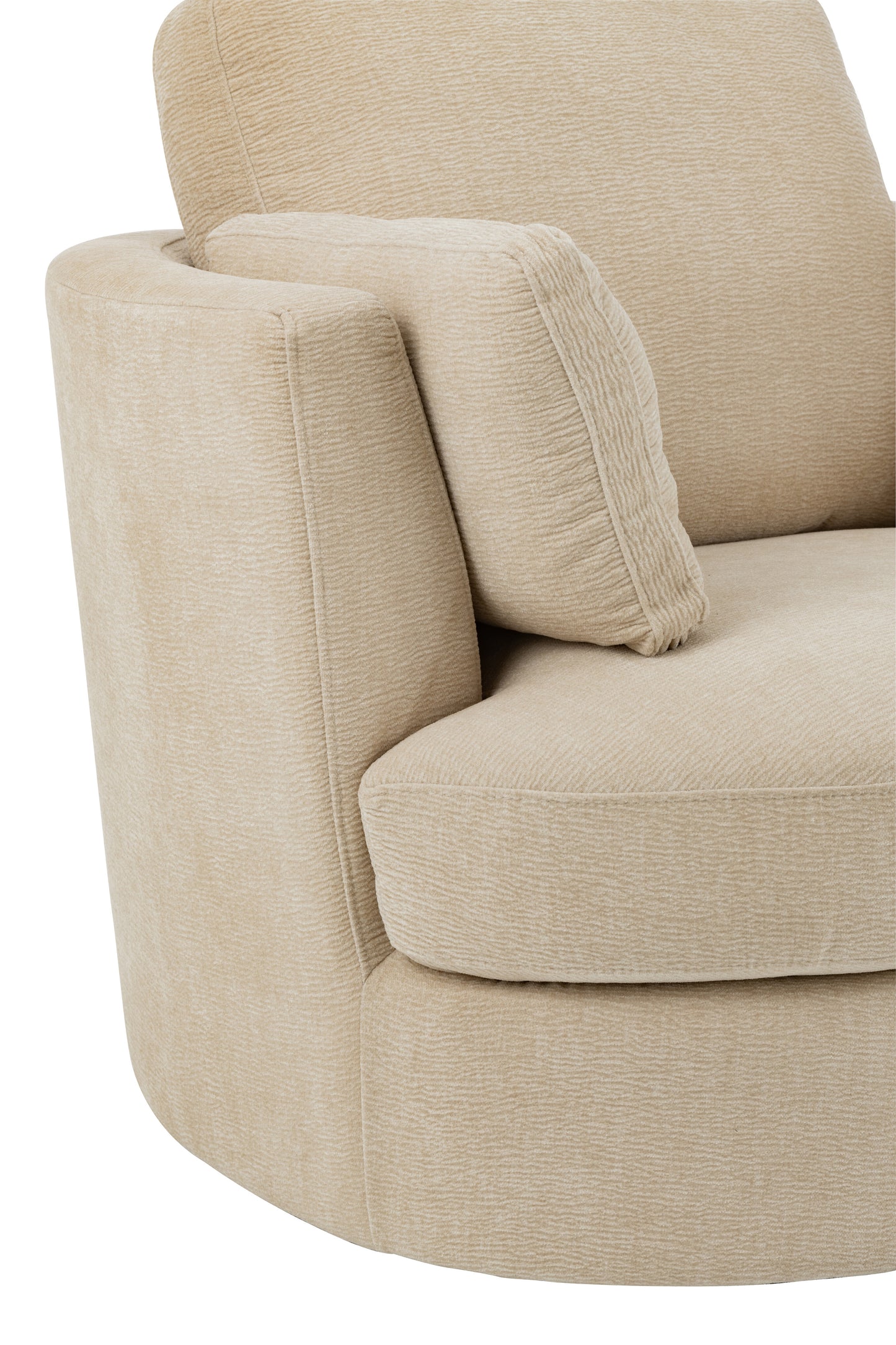 Lounge stoel draaibaar populierenhout/schuim beige