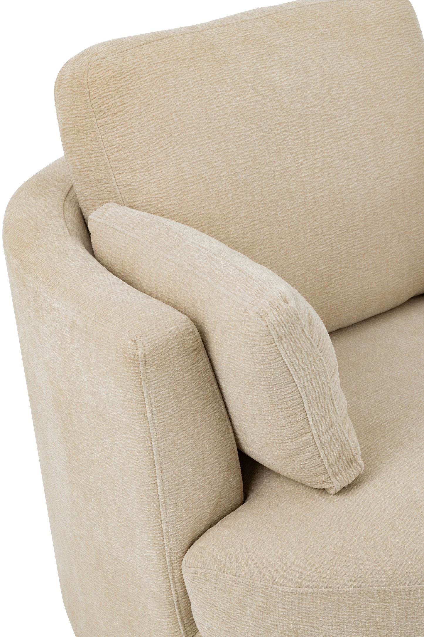 Lounge stoel draaibaar populierenhout/schuim beige