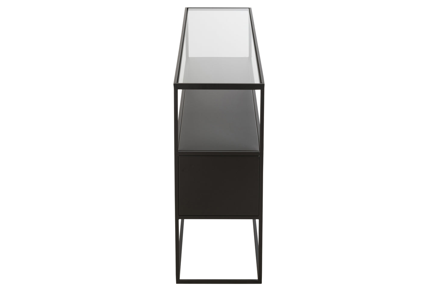 Consoletafel Vierkant Metaal/Glas Zwart