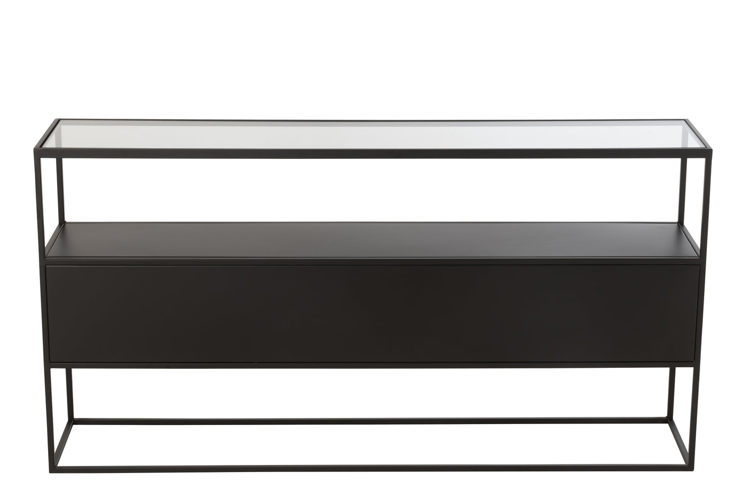 Consoletafel Vierkant Metaal/Glas Zwart