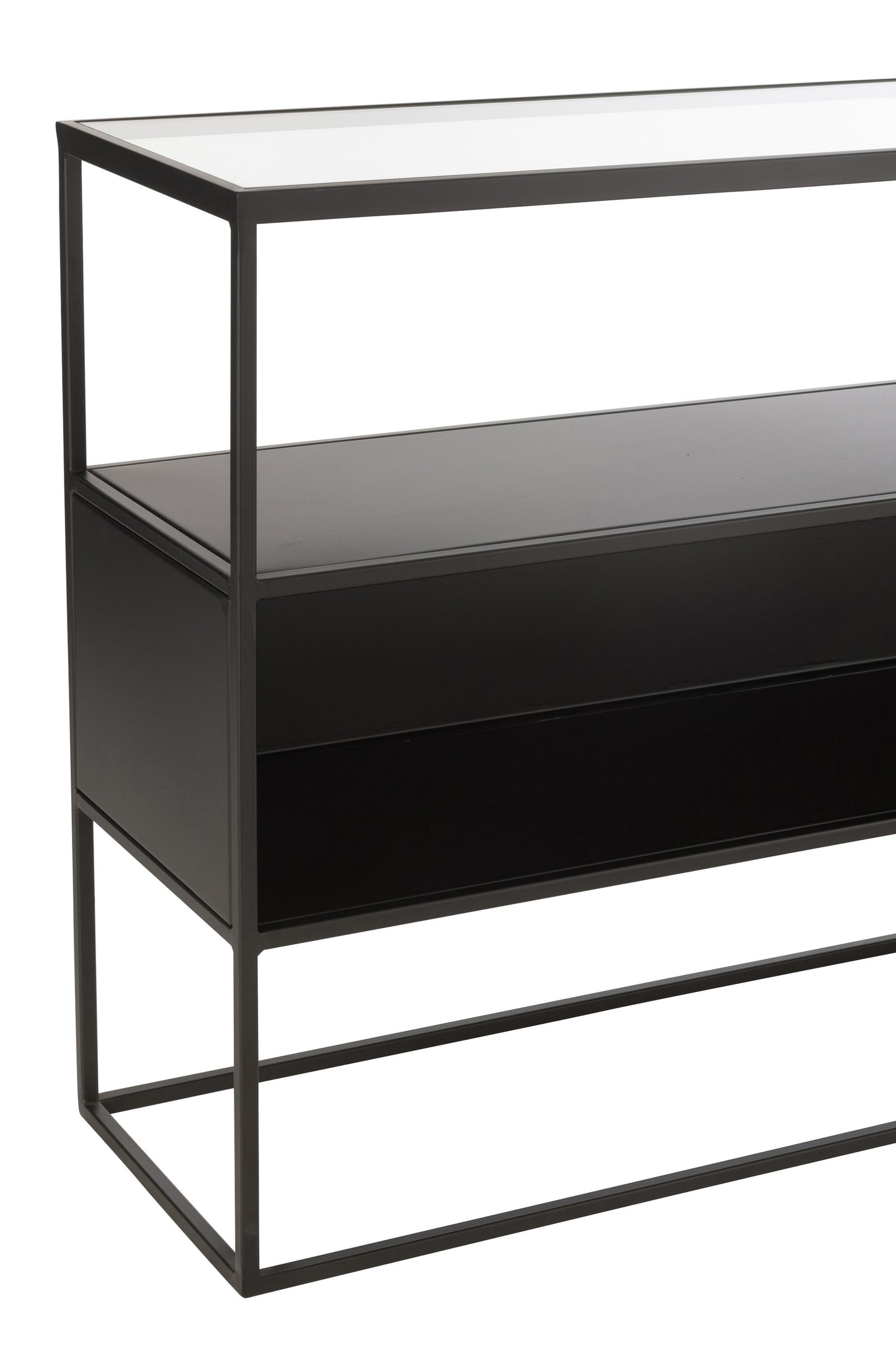 Consoletafel Vierkant Metaal/Glas Zwart