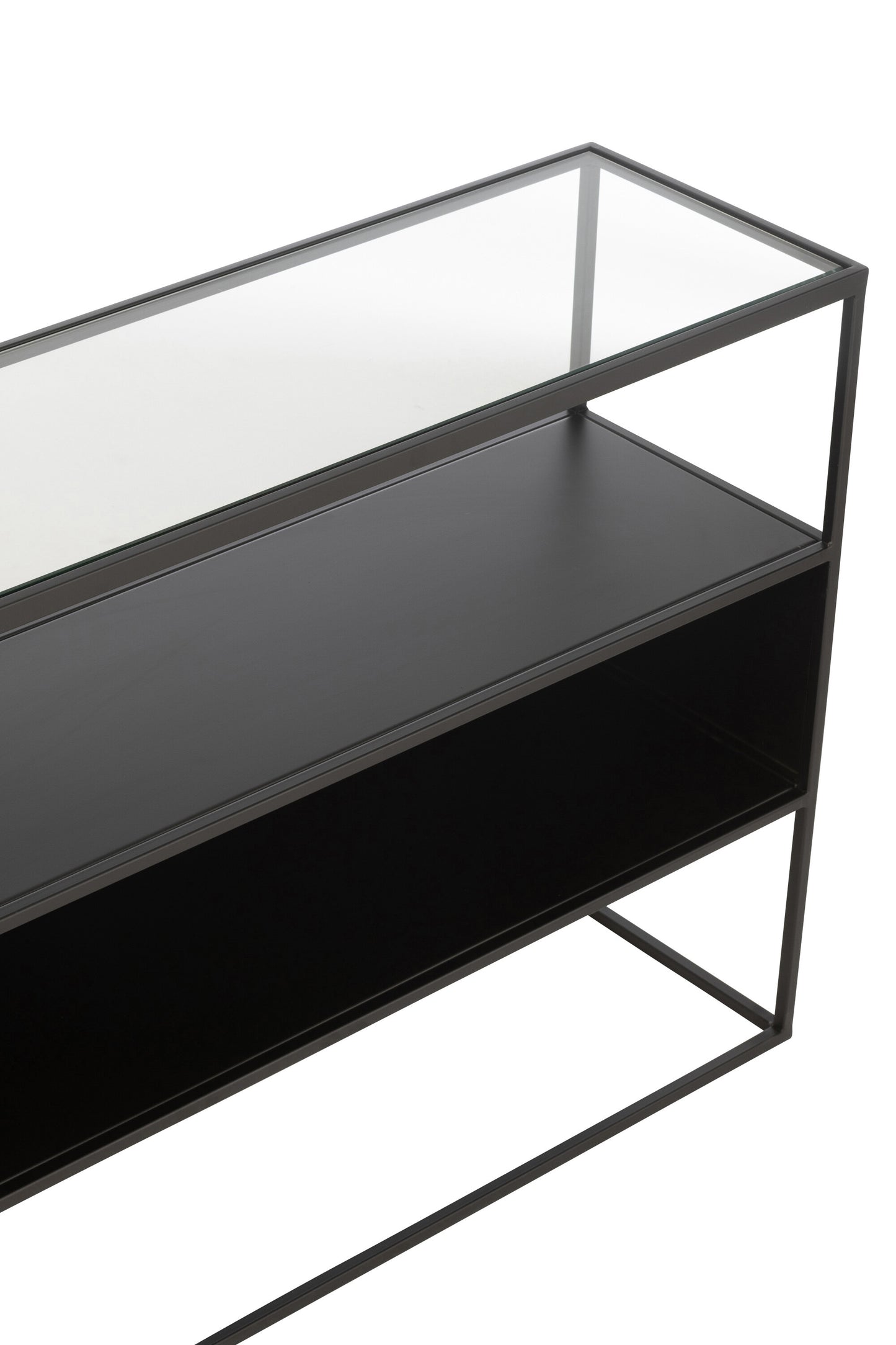 Consoletafel Vierkant Metaal/Glas Zwart