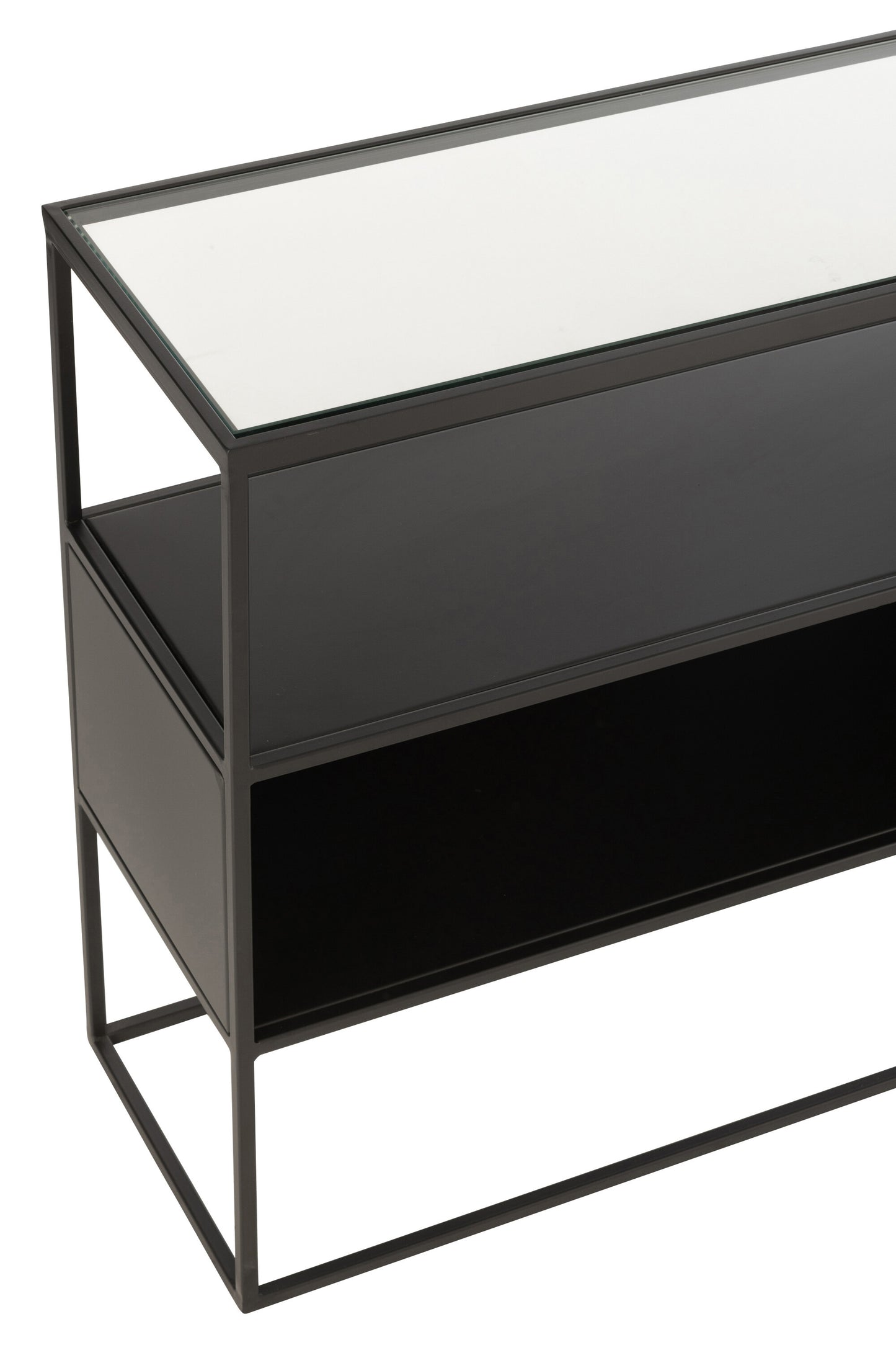 Consoletafel Vierkant Metaal/Glas Zwart