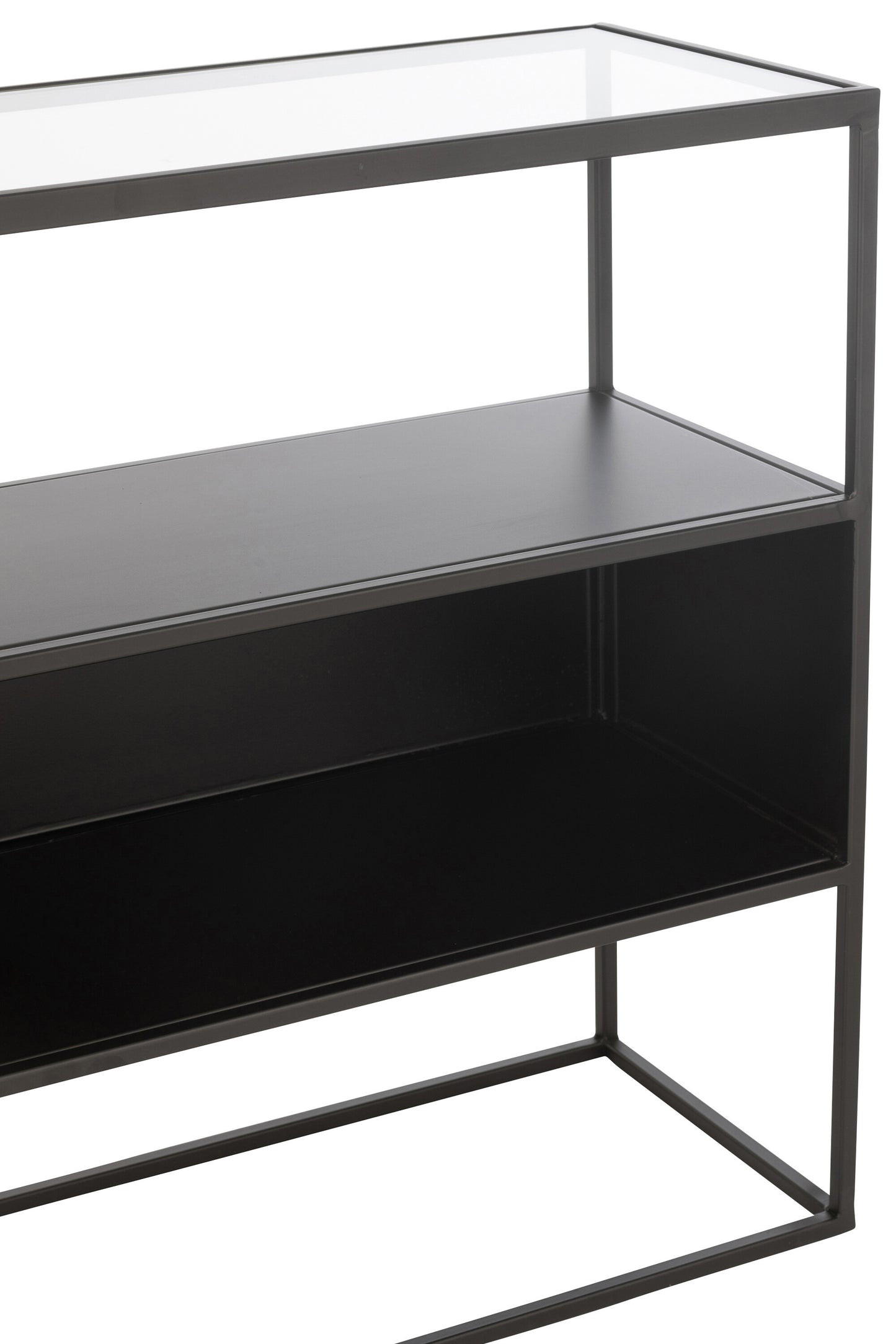 Consoletafel Vierkant Metaal/Glas Zwart