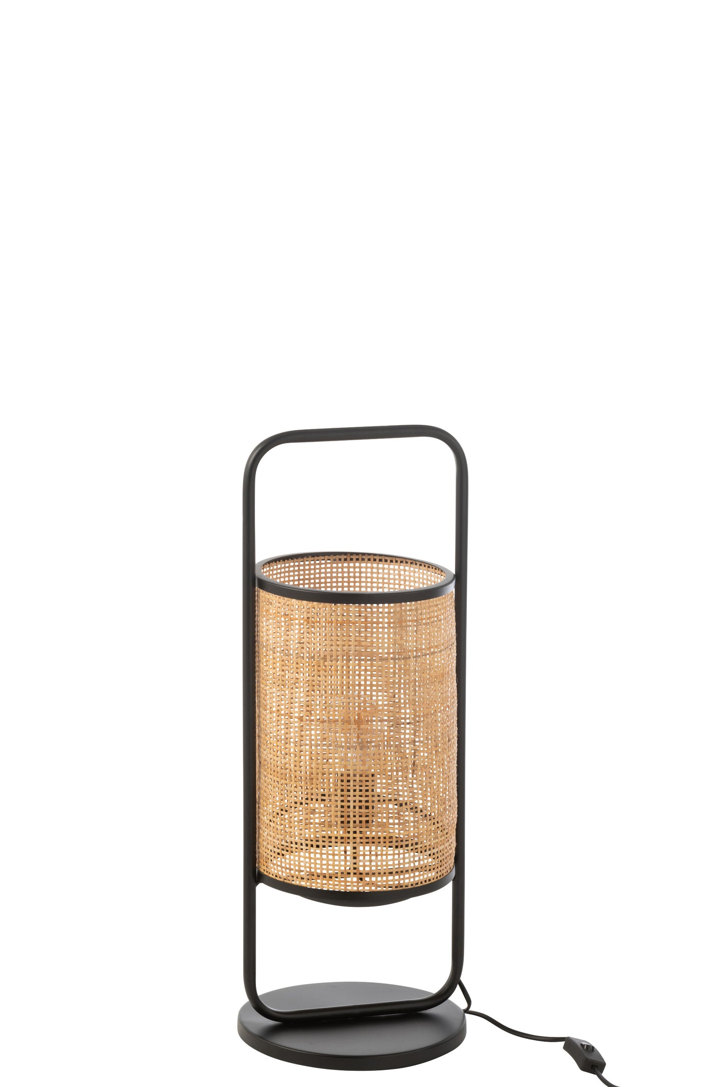 Lamp Op Voet Elton Metaal/Riet Zwart/Natuurlijk Klein