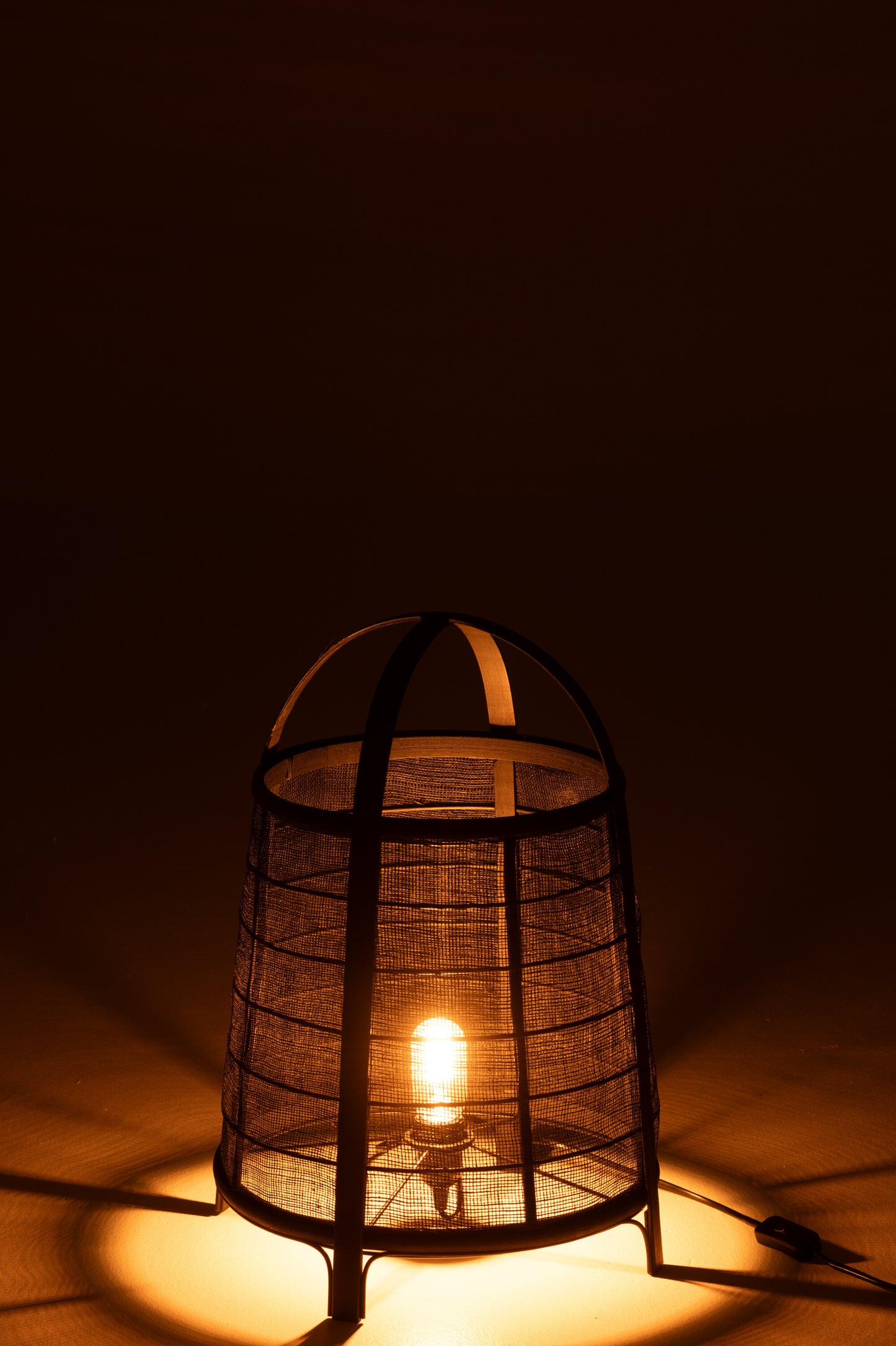 Lamp Rya Katoen/Bamboe Zwart Groot