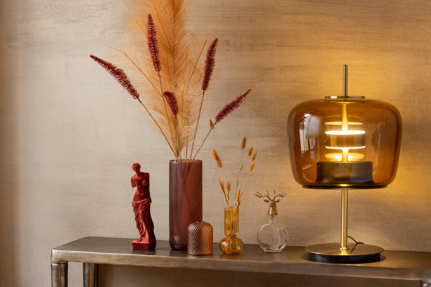 Tafellamp LED Glas Bruin