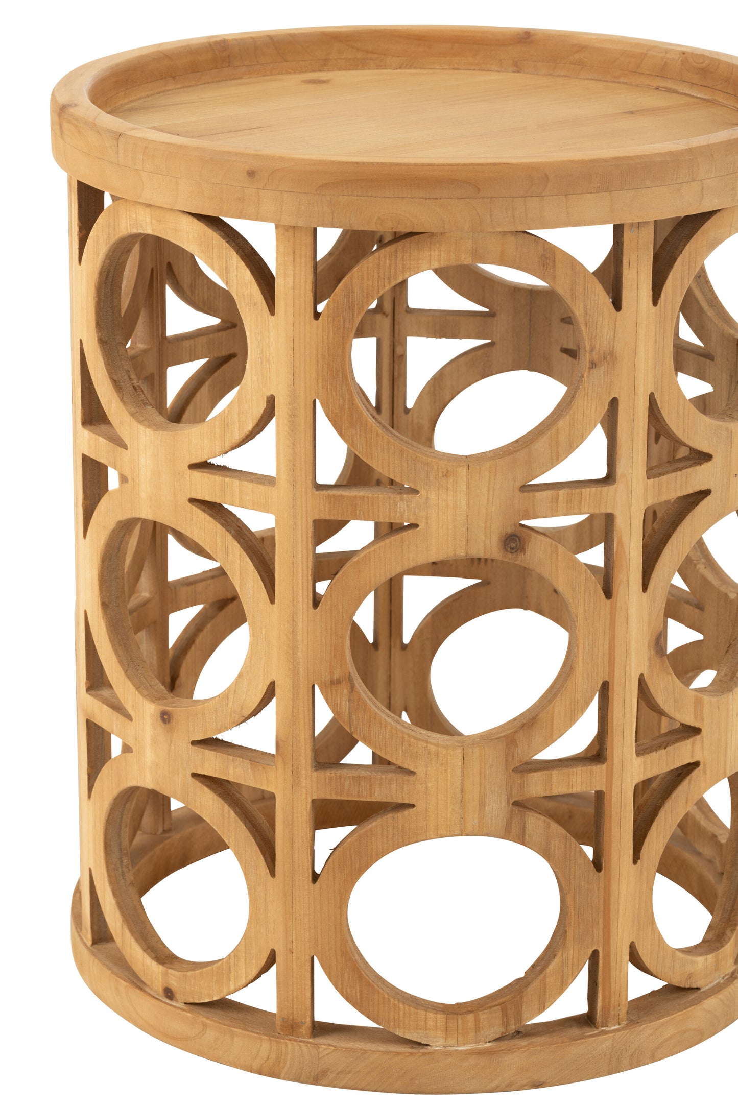 Bijzettafel met houtsnijwerk van vurenhout/MDF natuurlijk
