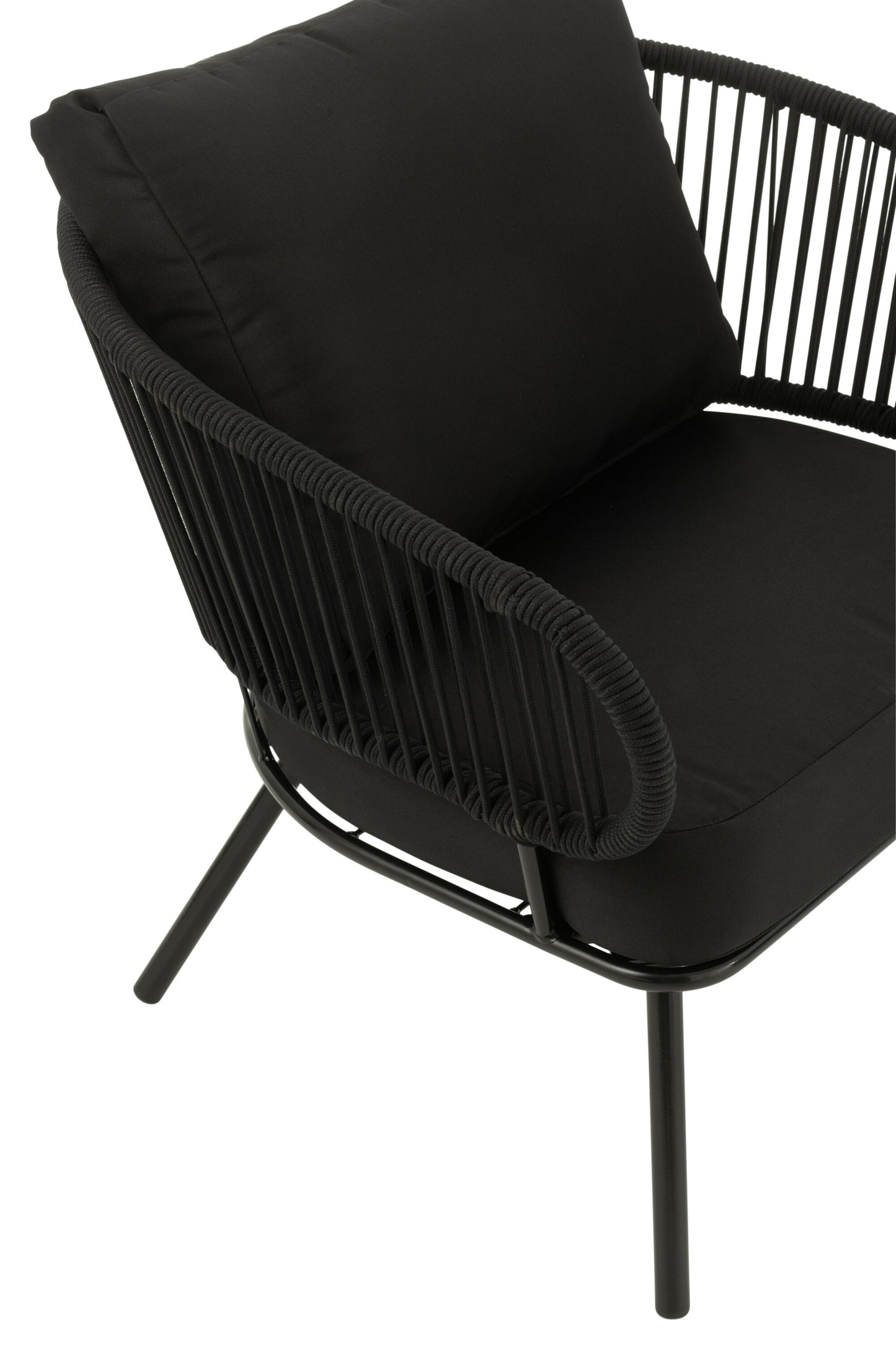 Set van 3 stoelen Poa Staal/Riet Zwart