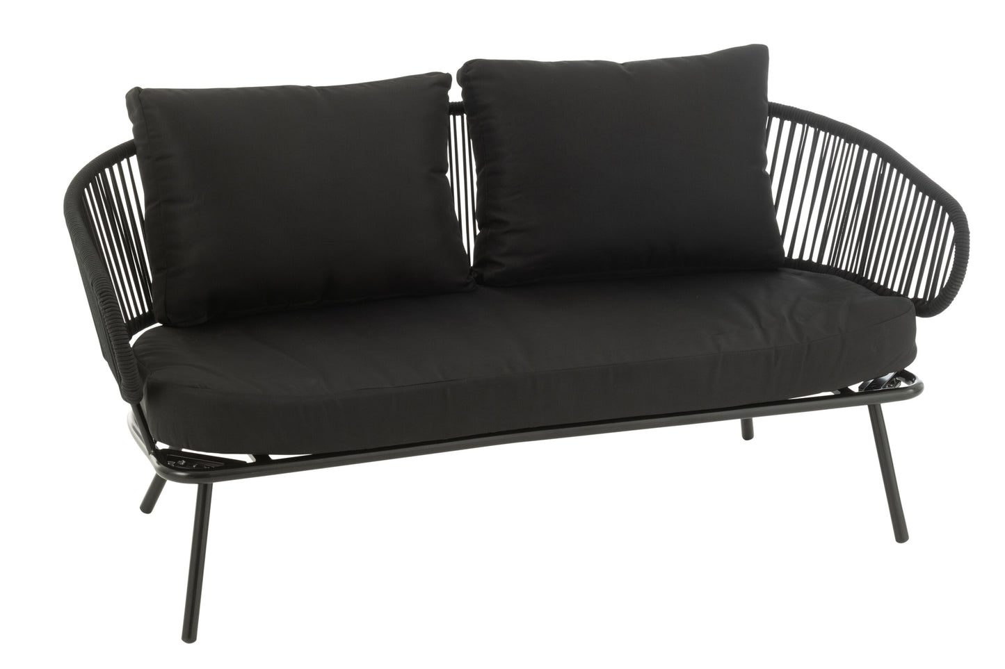Set van 3 stoelen Poa Staal/Riet Zwart