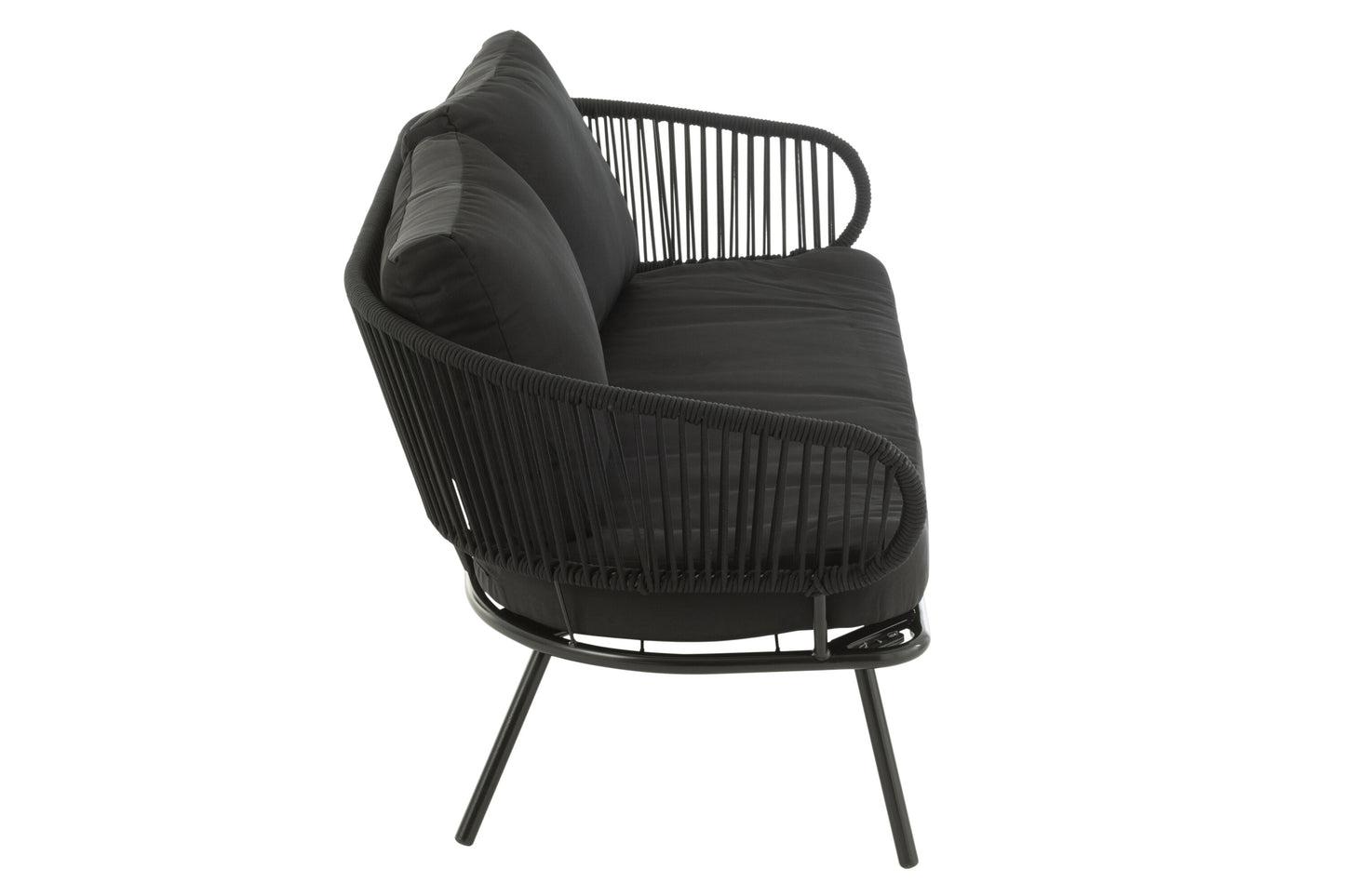 Set van 3 stoelen Poa Staal/Riet Zwart