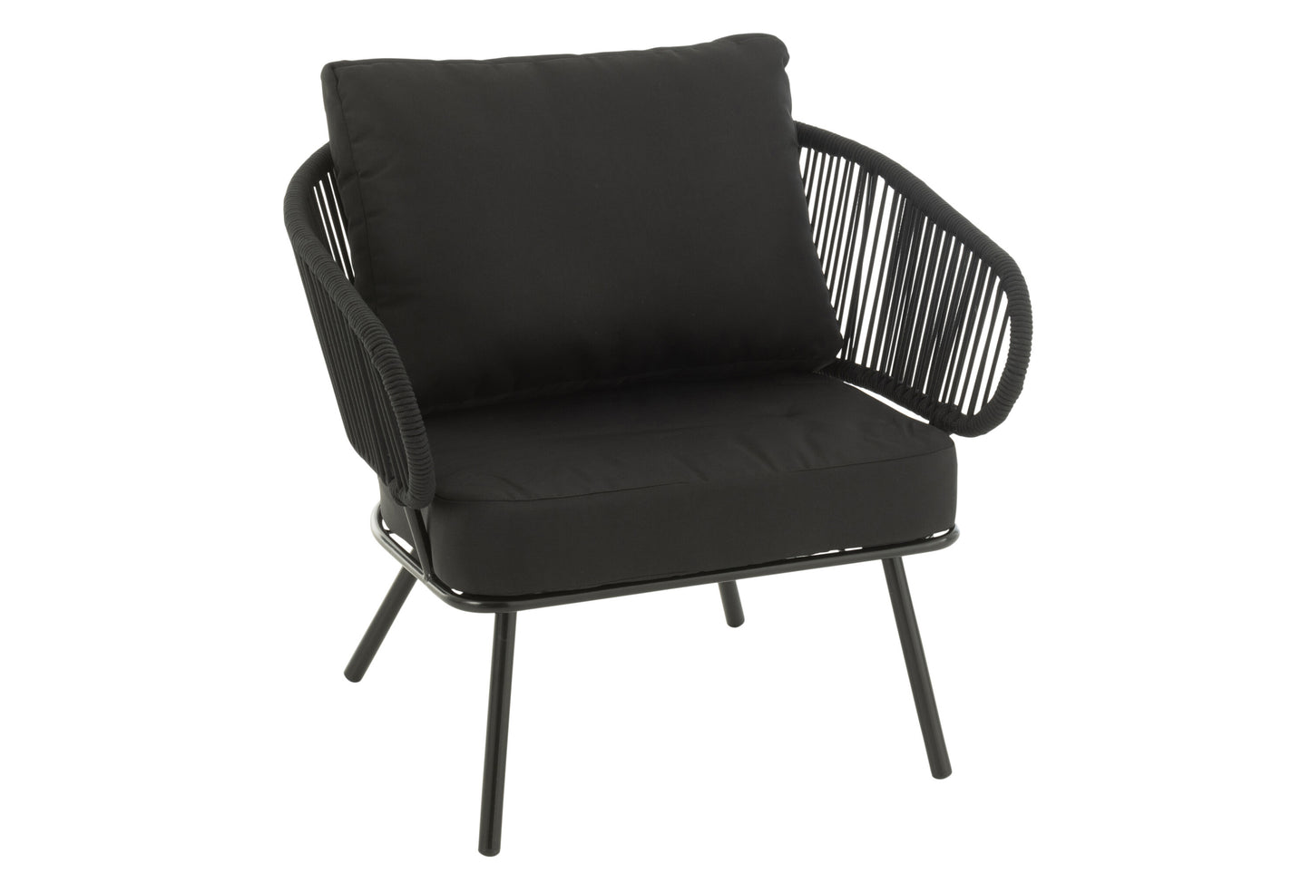 Set van 3 stoelen Poa Staal/Riet Zwart