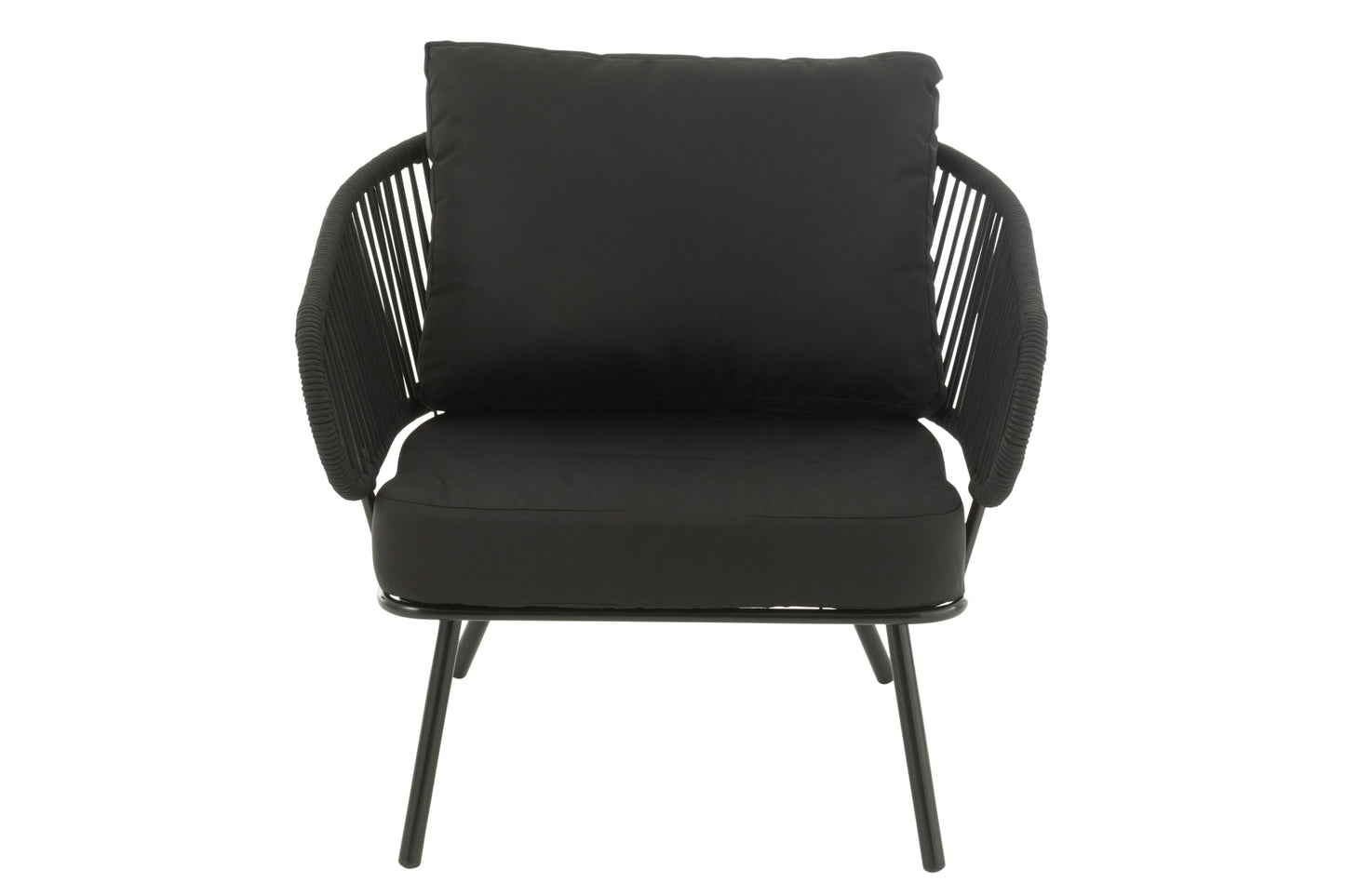Set van 3 stoelen Poa Staal/Riet Zwart