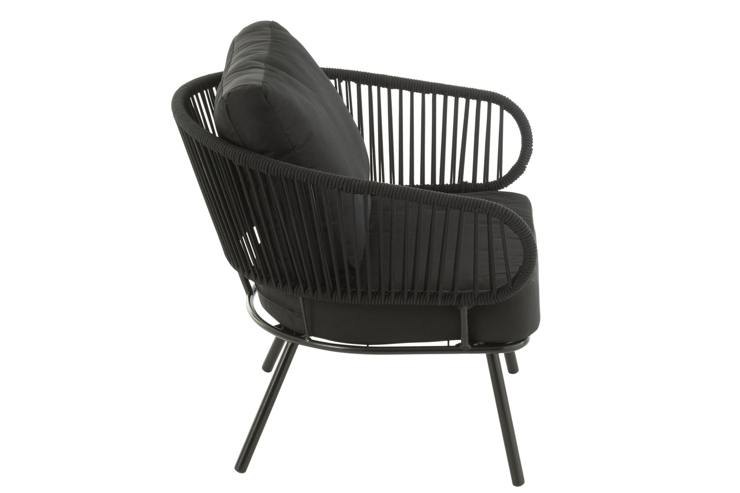 Set van 3 stoelen Poa Staal/Riet Zwart