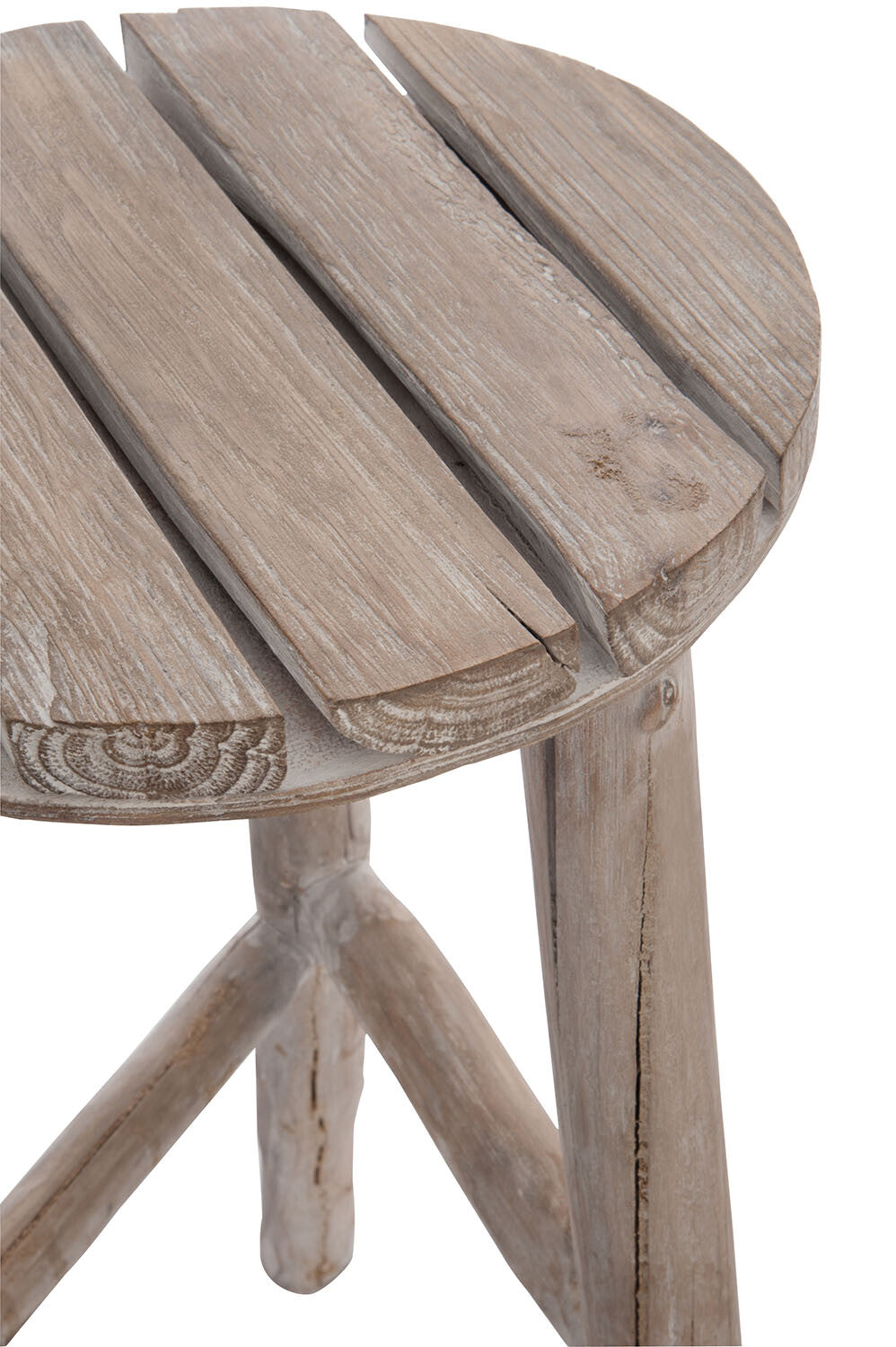 Kruk Rond Hout Wit Gewassen M