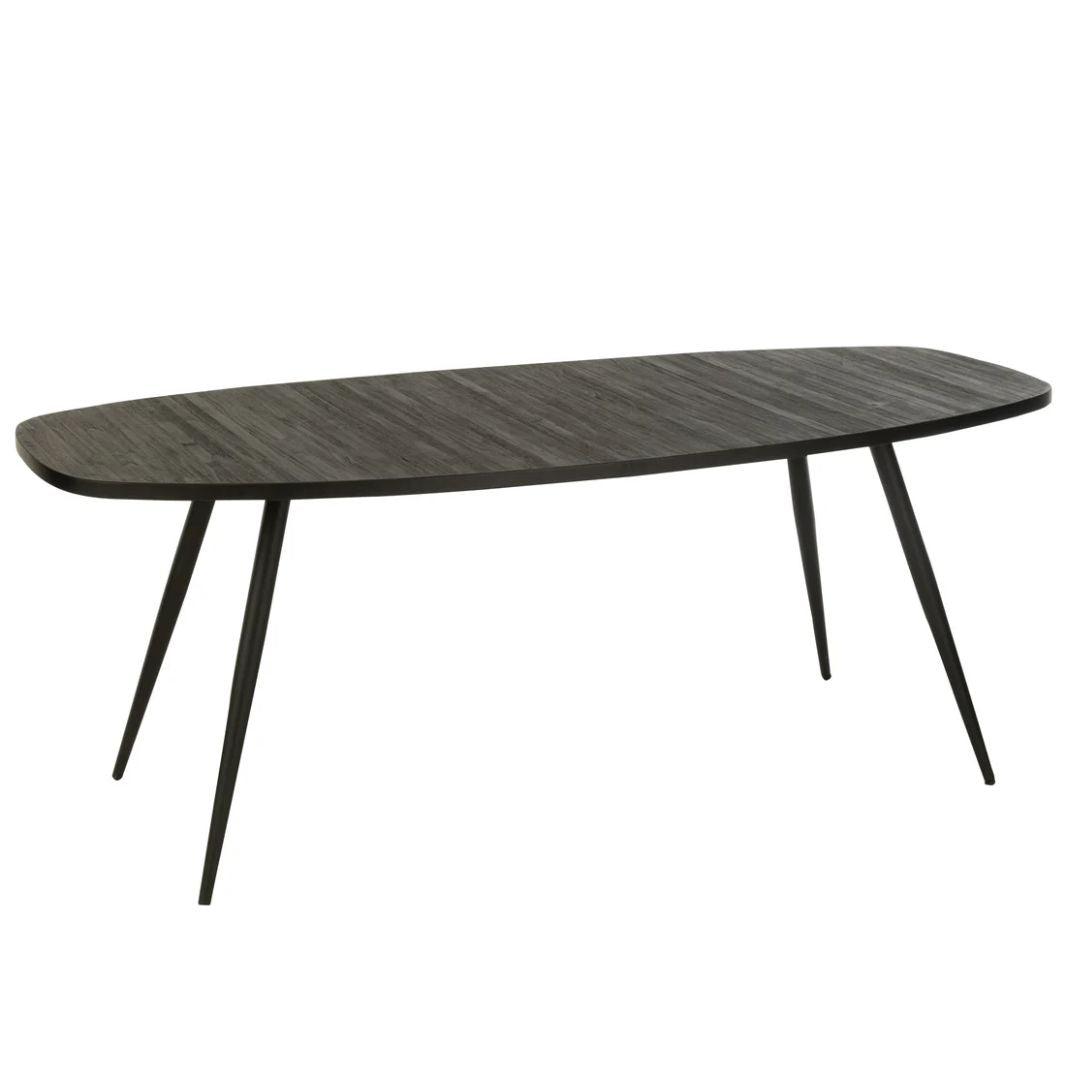 Eettafel Ovaal Gerecycled Teak Zwart