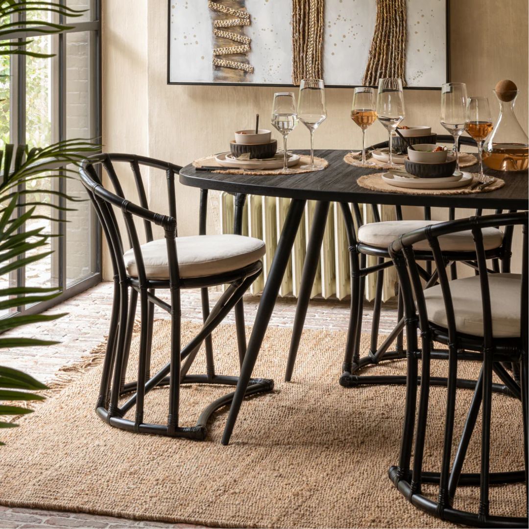 Eettafel Ovaal Gerecycled Teak Zwart