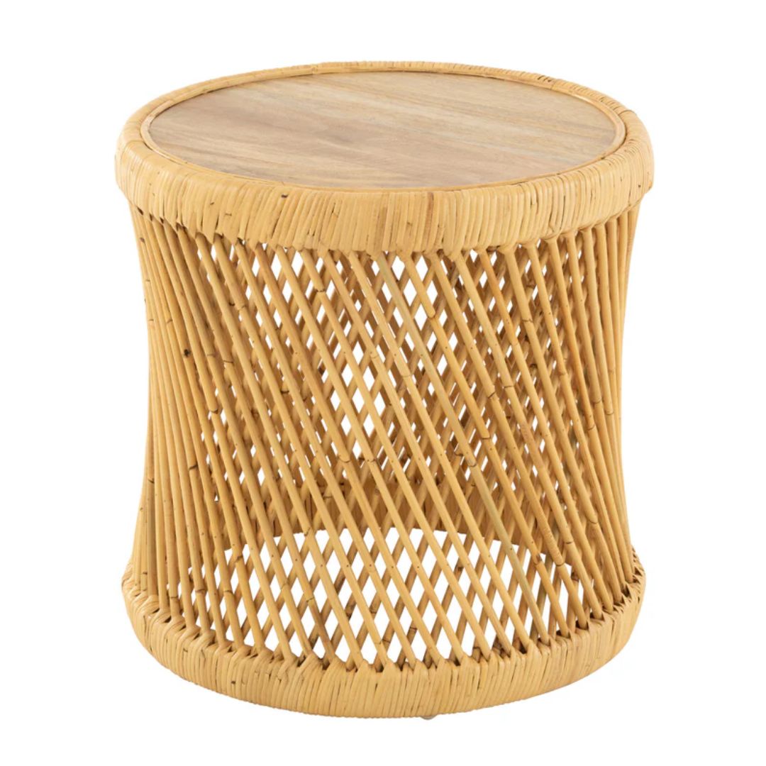 Bijzettafel Cilindrisch Rotan Natuurlijk