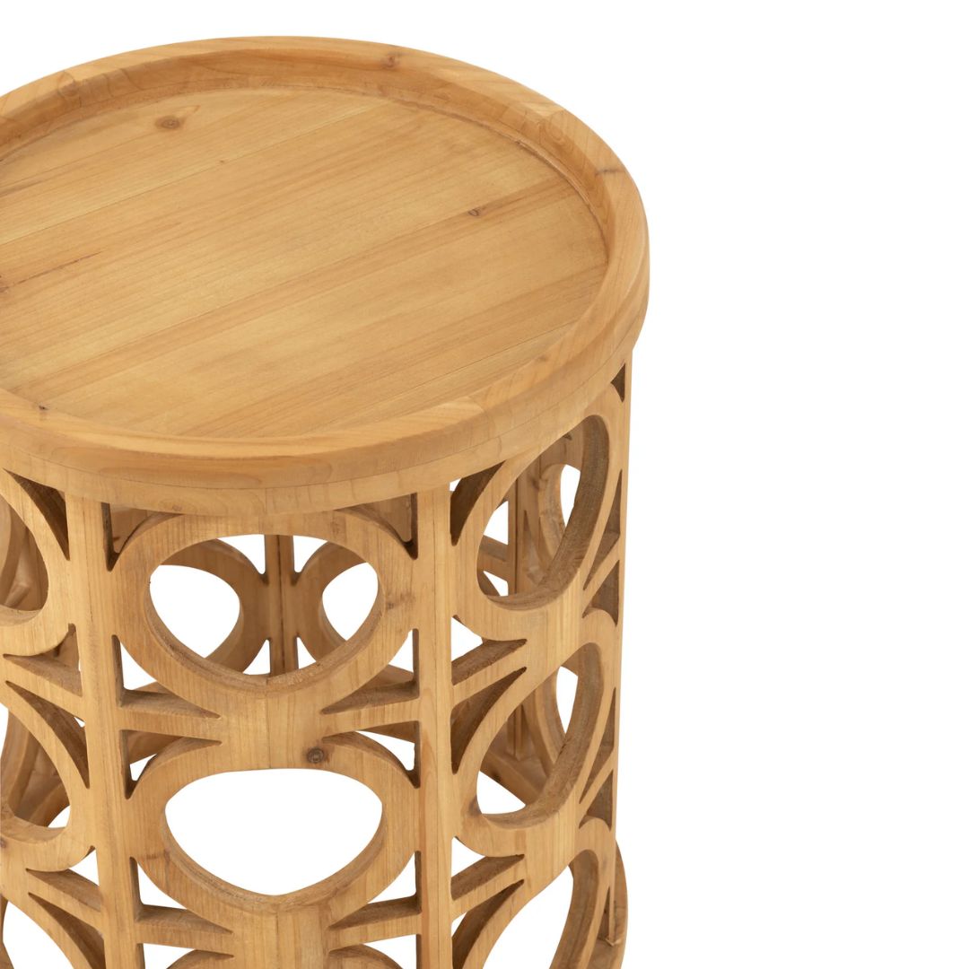 Bijzettafel met houtsnijwerk van vurenhout/MDF natuurlijk