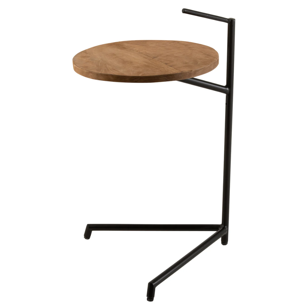 Sidetable Bistro Ronde Mango Hout/IJzer Natuurlijk/Zwart