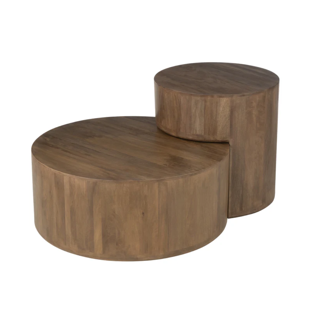 Set van 2 tafels van mangohout bruin