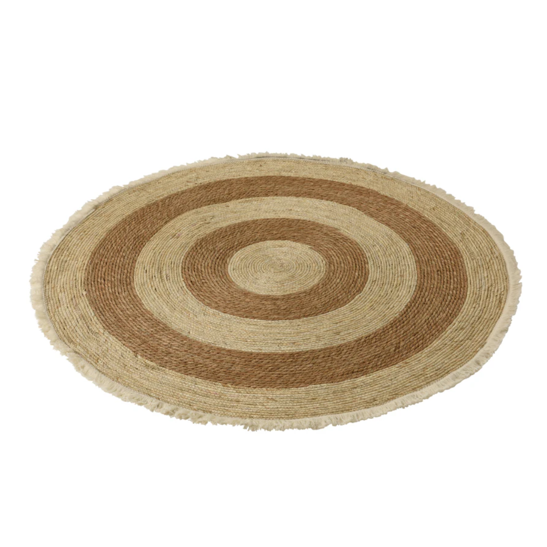 Tapijt Kwast Band Maïs Schil/Katoen Beige/Bruin Wit