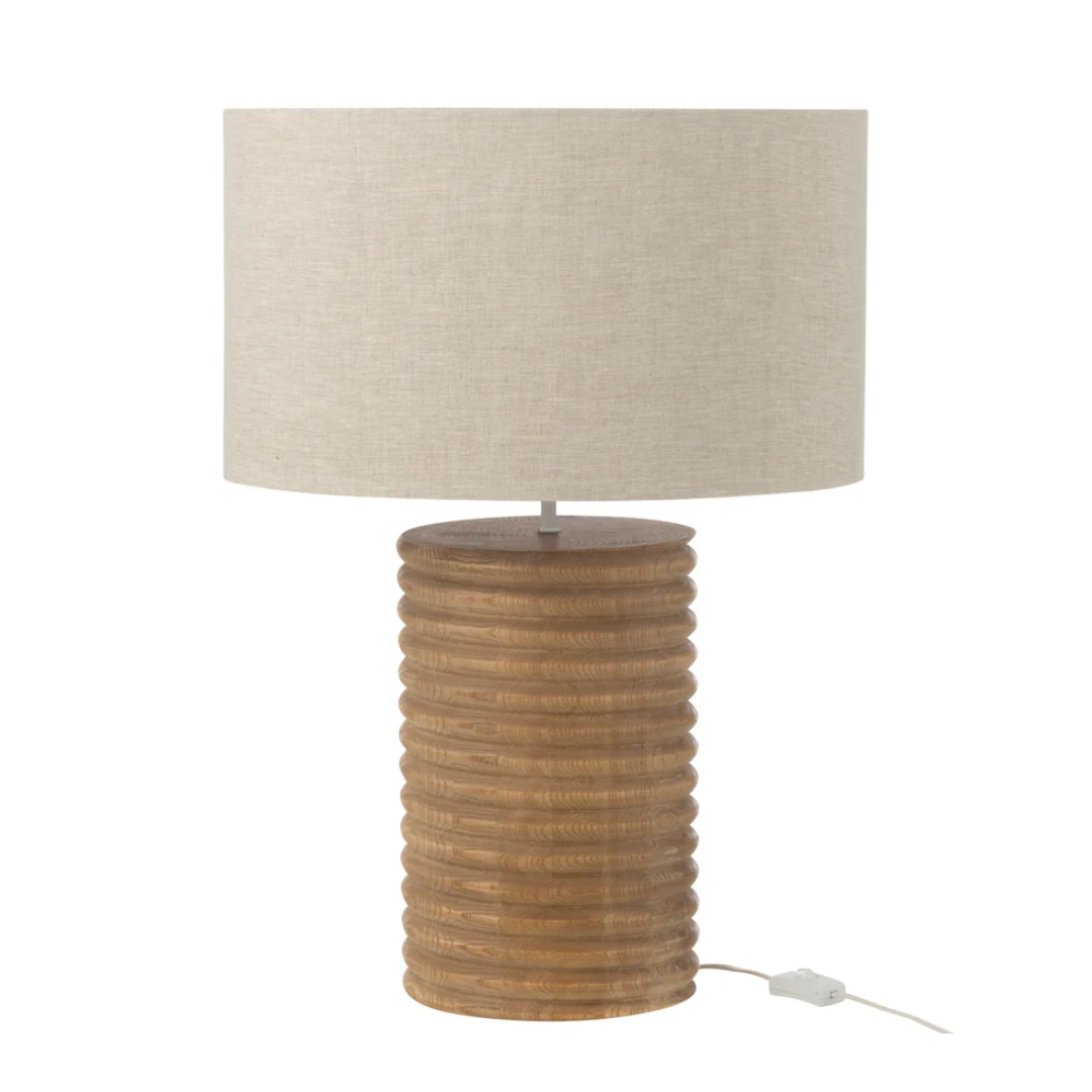 Tafellamp Schroefdraad Wijd Hout Naturel Grijs