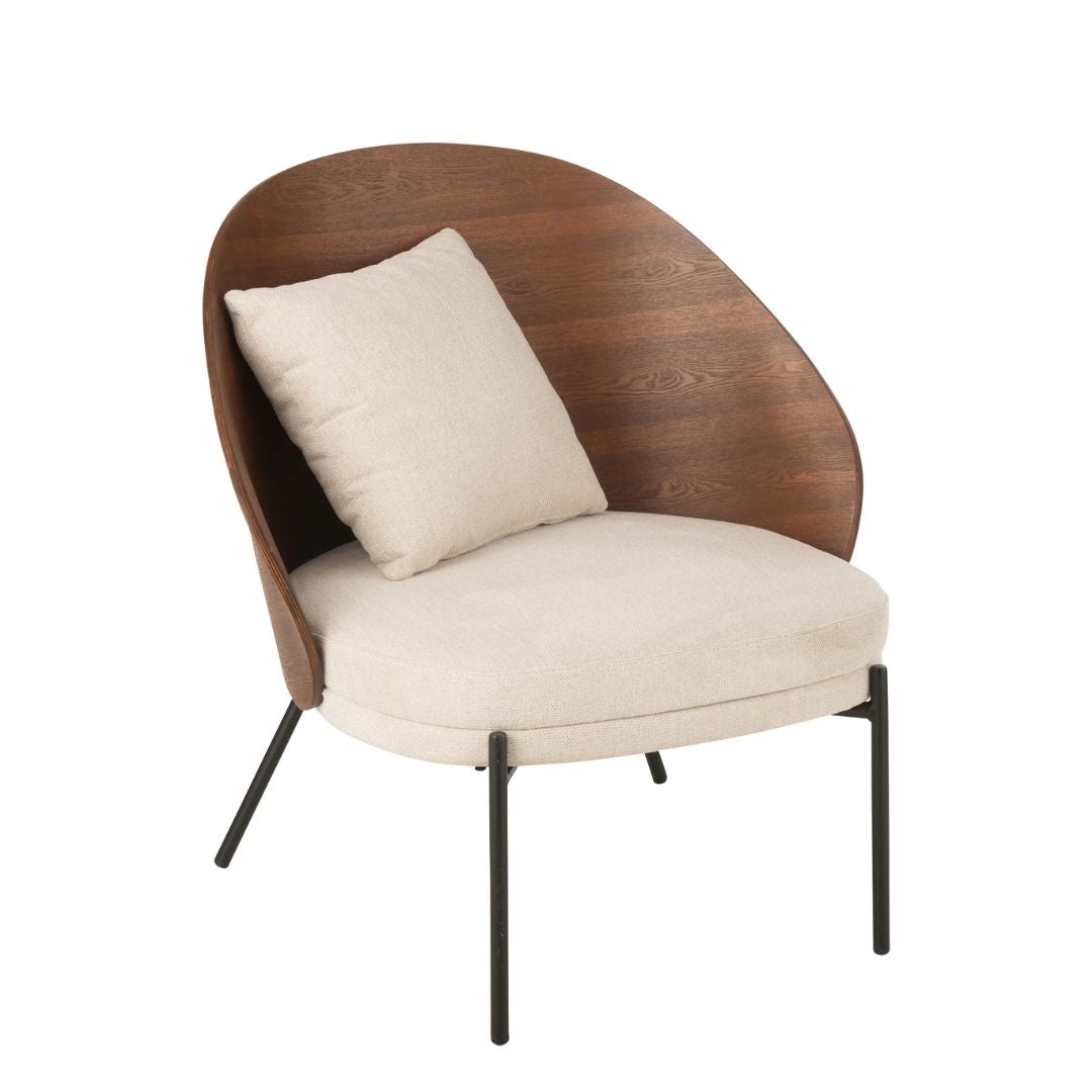 Lounge stoel Alone triplex/metaal bruin/beige