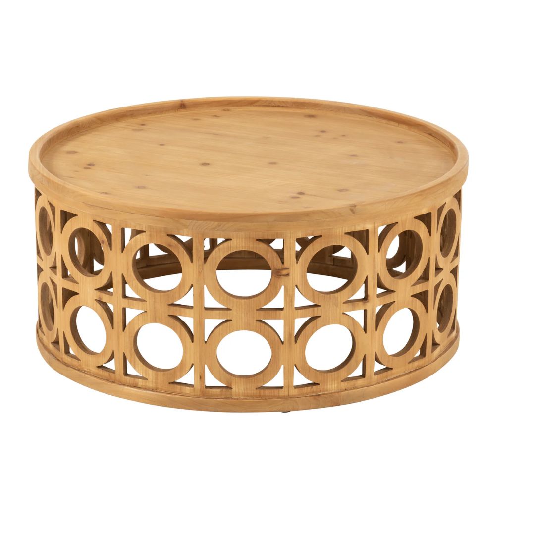Salontafel met houtsnijwerk van vurenhout/MDF natuurlijk