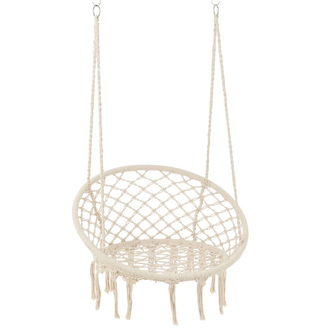 Schommelstoel Macramé+Kwasten Polyester Beige