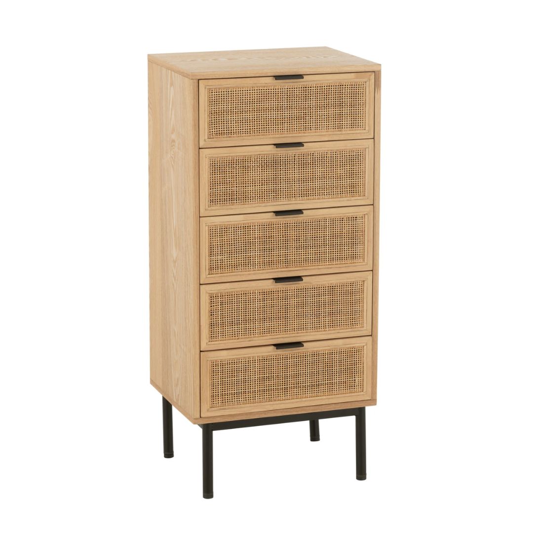 Kast 5 laden MDF/Metaal Natuurlijk/Zwart