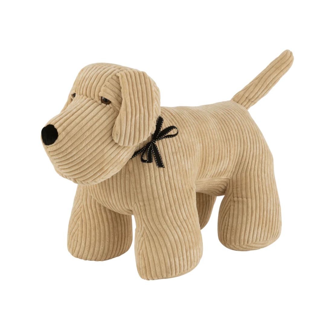 Deurstopper Hond Streep Textiel Beige Groot