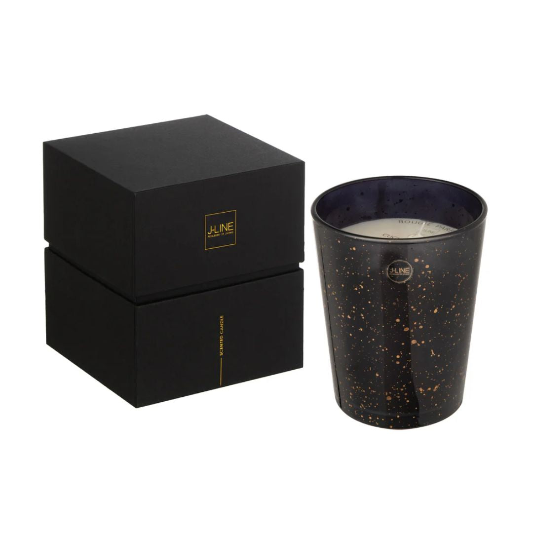 Geurkaars Portofino Glas Zwart/Goud Klein