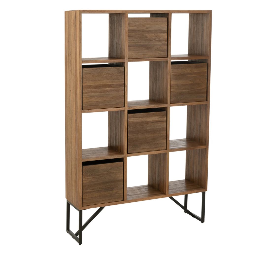 Kast met laden van gerecycled teakhout in natuurlijke kleur.