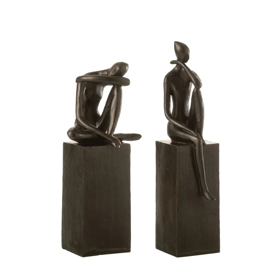 Figuur op basis Poly donkerbruin assortiment van 2