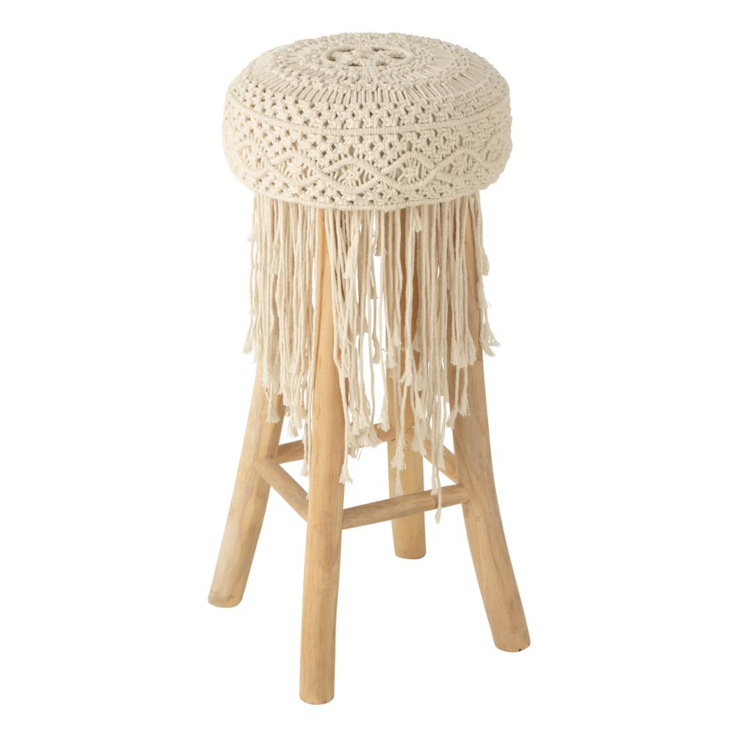 Kruk Kwasten Hout/Macramé Wit