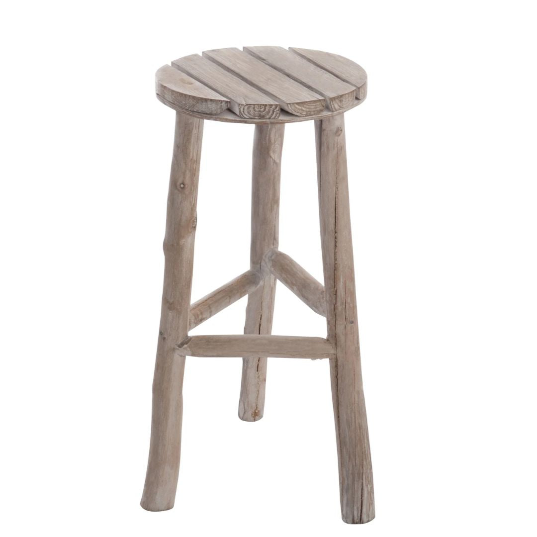 Kruk Rond Hout Wit Gewassen M