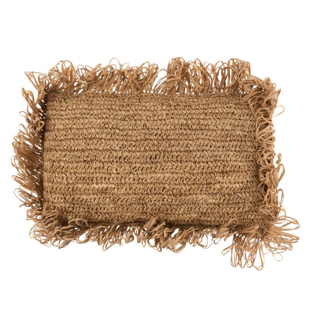 Kussen Rechthoek Raffia Natuurlijk