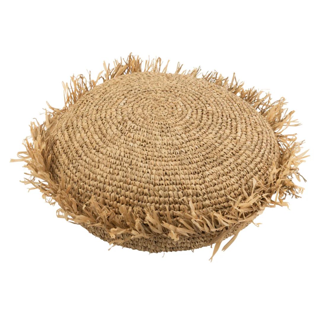 Kussen rond raffia natuurlijk