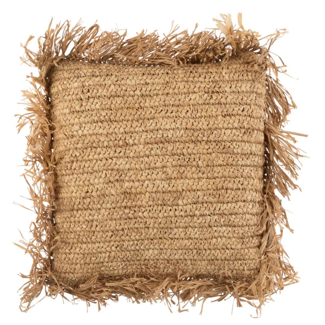 Kussen Vierkant Raffia Natuurlijk Klein